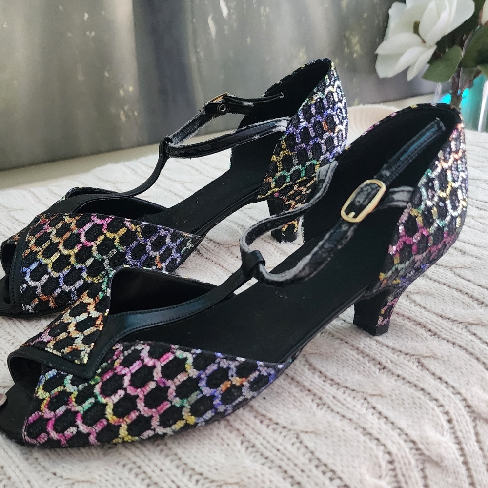 Latini Dance Multicolor Women's Low Hels.UK By Skilled Craftsmen Designed . - Picture 2 of 8